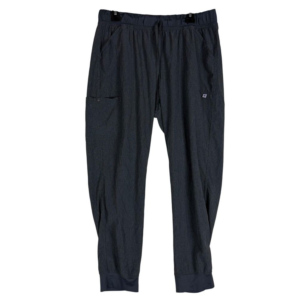 Scrubstar Heather Pewter Jogger Scrub Pants Womens XL Gray Stripe Cuffed Stretch